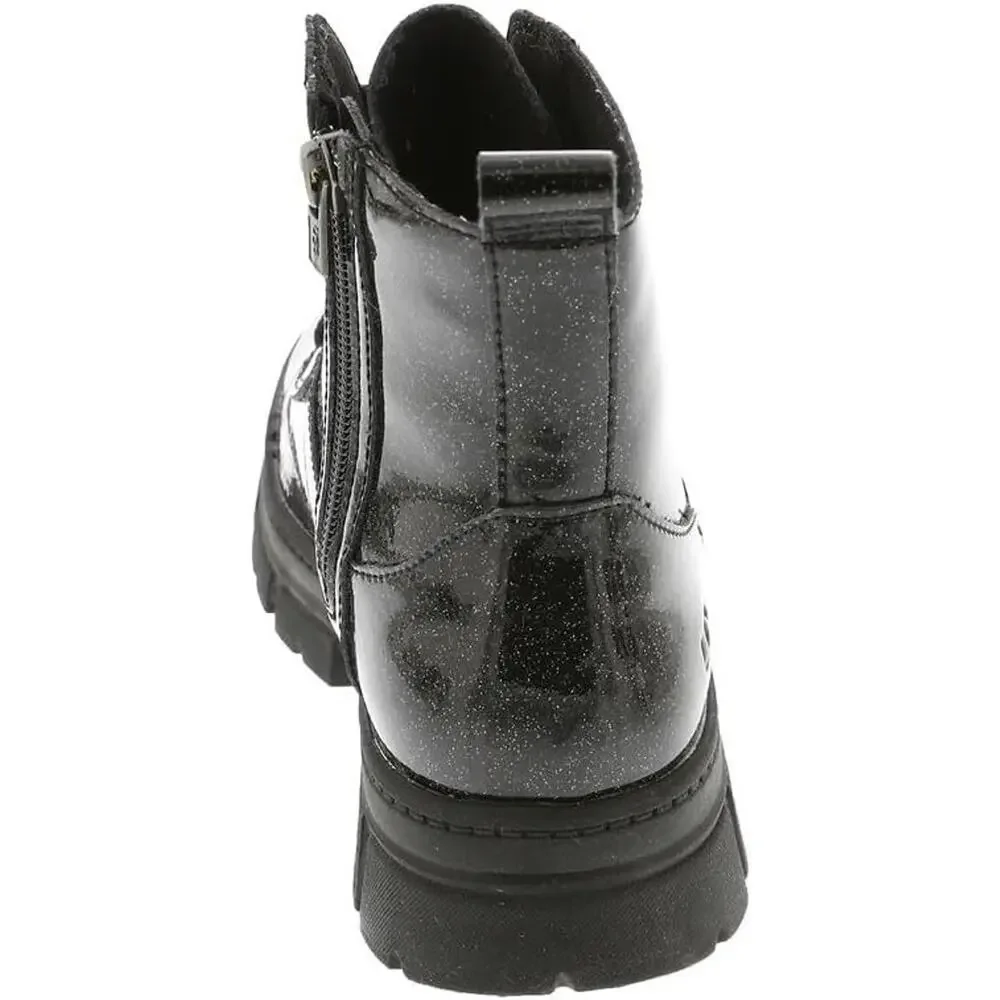 New In Box UGG Unisex-Child Ashton Lace Up Glitter Boot Black, 6 Toddler NIB